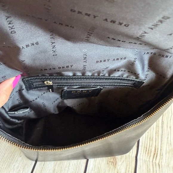 DKNY Bryant top zip Black Leather Backpack - Picture 5 of 8